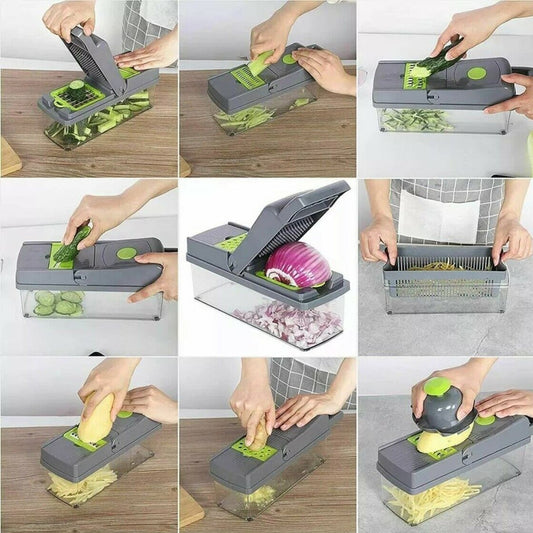 15-in-1 Vegetable Chopper with Container – Multi Kitchen Cutter for Dicing, Slicing & Strips
