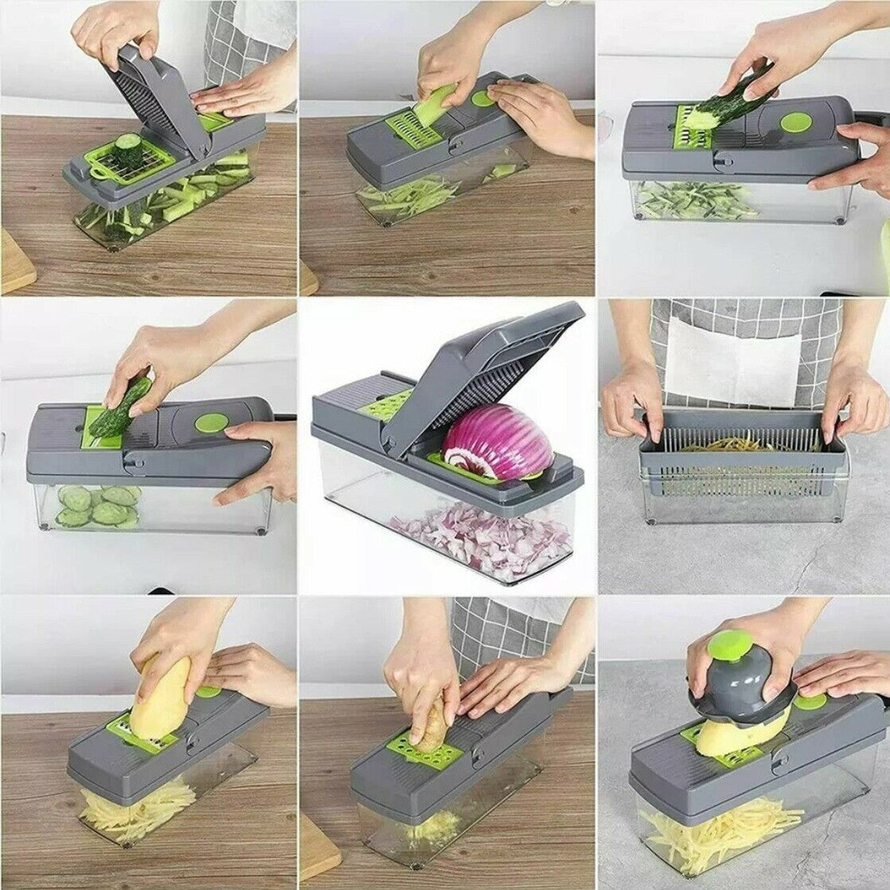 15-in-1 Vegetable Chopper with Container – Multi Kitchen Cutter for Dicing, Slicing & Strips