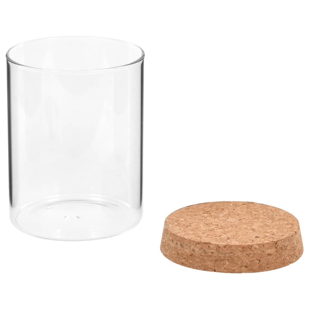 Storage Jars with Cork Lid – Set of 6, 650 ml – Airtight & Decorative