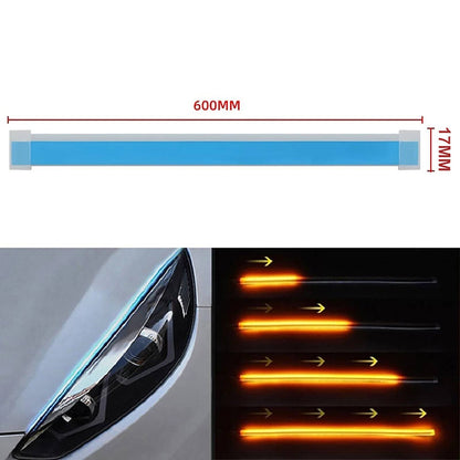 2× LED Blinker-Streifen (60 cm) – Tagfahrlicht DRL, Weiß & Gelb – EU-Lager