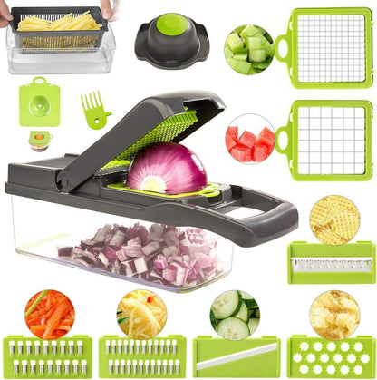 15-in-1 Vegetable Chopper with Container – Multi Kitchen Cutter for Dicing, Slicing & Strips