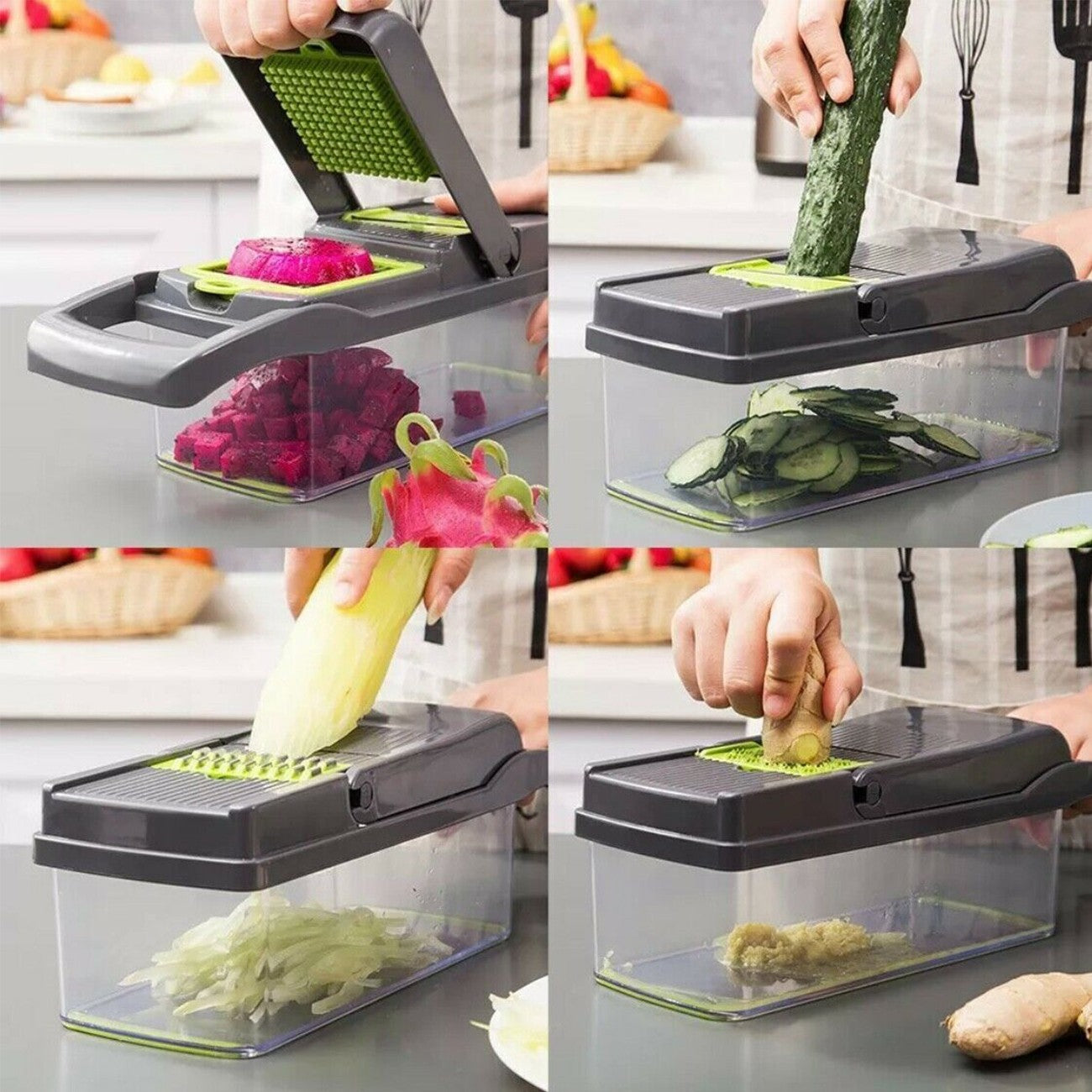 15-in-1 Vegetable Chopper with Container – Multi Kitchen Cutter for Dicing, Slicing & Strips