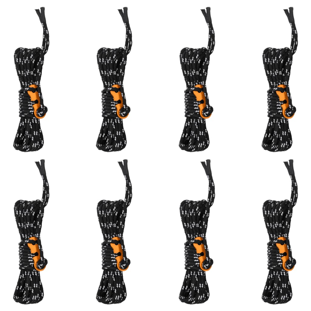 Schwarze Seilspanner für Zelt-Abspannseile.