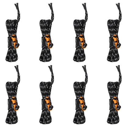 Schwarze Seilspanner für Zelt-Abspannseile.