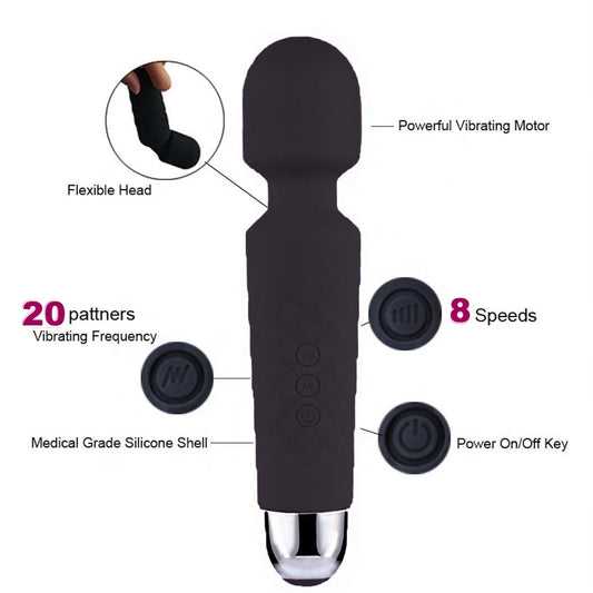 Magic Massage Wand – Muscle Relax Massager, 20 Speed Levels, Vibration Therapy