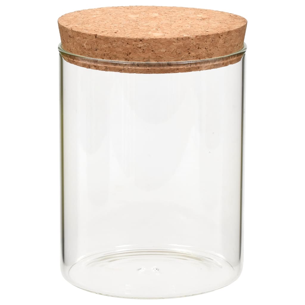 Storage Jars with Cork Lid – Set of 6, 650 ml – Airtight & Decorative