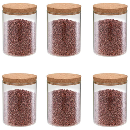 Storage Jars with Cork Lid – Set of 6, 650 ml – Airtight & Decorative