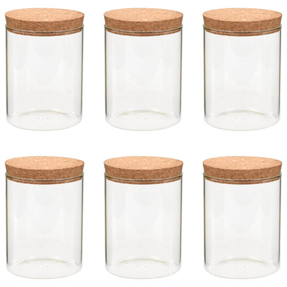 Storage Jars with Cork Lid – Set of 6, 650 ml – Airtight & Decorative