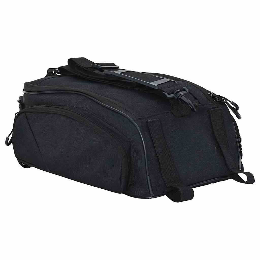 Kompakte schwarze Fahrradtasche 38 x 21 x 16 cm in seitlicher Ansicht